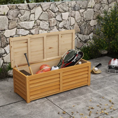 Outsunny Coffre Jardin 176L Bois avec Poignée 130x50x45 cm