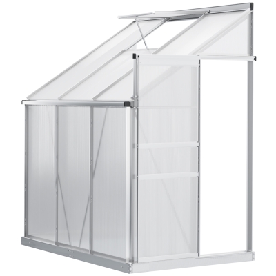 Outsunny Serre Adossée 2,4m² Aluminium Polycarbonate avec Porte