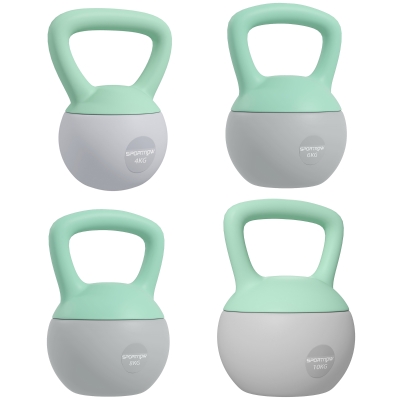 SPORTNOW Soft Kettlebell 4/6/8/10kg Non-Slip Handle Grey/Green