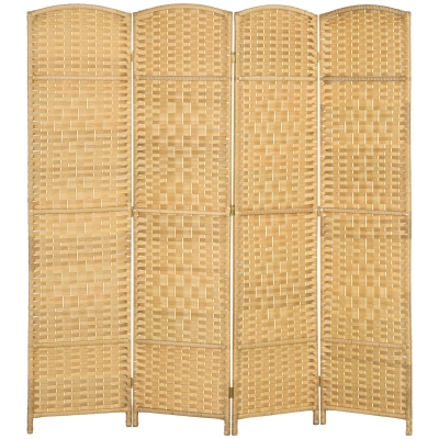 HOMCOM Paravent Bois 4 Panneaux Pliable 180x180cm Naturel