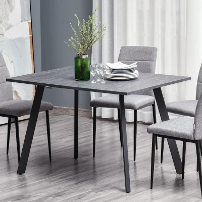 HOMCOM Dining Table Metal Legs Dark Grey Rectangle