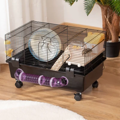 PawHut Gabbia per criceti 60cm x 35cm x 38.5cm Nero