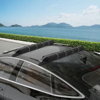 HOMCOM Barras de Transversales de Techo de Coche Baca Portaequipajes con Función Autoinflable Carga máx.75 kg 89x12x8 cm Negro