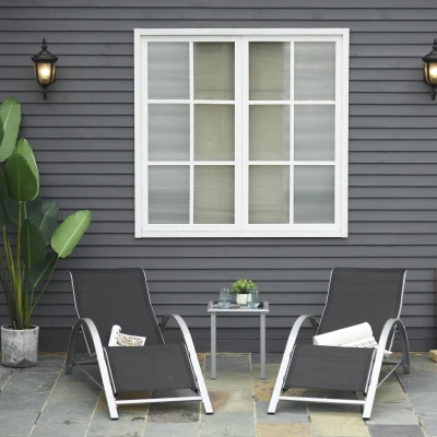 Outsunny Set sdraio da giardino 59cm x 169cm x 66cm Grigio, Nero