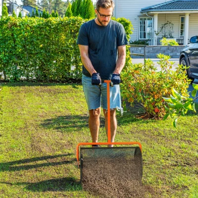 Outsunny 24" Compost Spreader Adjustable Handle Orange