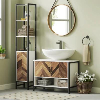 Under Sink Bathroom Cabinet 80W x 40D x 60Hcm Cream