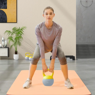 SPORTNOW 6KG Soft Kettlebell, Kettlebell with Non-Slip Handle for Home Gym, Weight Lifting, Strength Training, Yellow/Grey