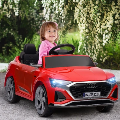 AIYAPLAY Coche Eléctrico para Niños Audi Q8 etron sportback con Batería 12V Mando a Distancia Faros Bocina y Música Rojo