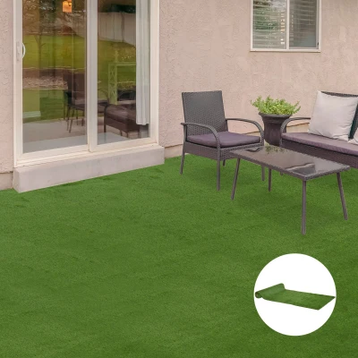 Outsunny Gazon Synthétique 4x1m Herbes Hautes 2cm Vert