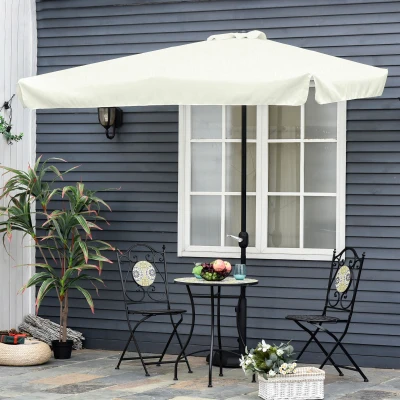 Outsunny 2.3m Half Parasol Metal Frame Off-White