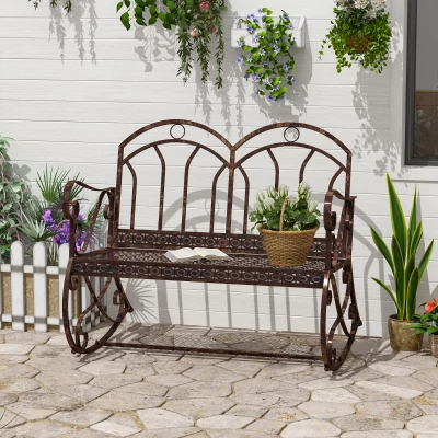 Outsunny Panchina a dondolo da giardino 104cm x 75cm x 95.5cm Bronzo