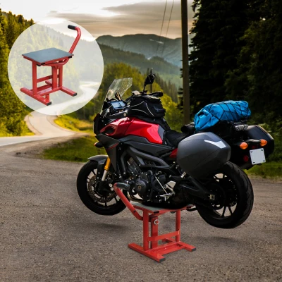 HOMCOM Béquille Moto Atelier Réglable Rouge/Noir