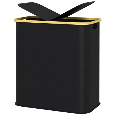 HOMCOM Panier à Linge Double 80L avec Couvercle Noir