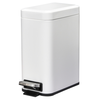 HOMCOM Poubelle à pédale de salle de bain 5 L métal blanc