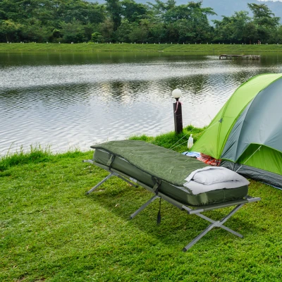 Outsunny Lettino da Campeggio con Materasso Cuscino  Sacco Letto
