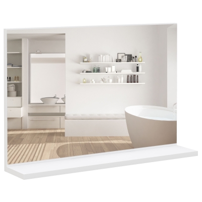 kleankin Specchio Bagno da Parete con Mensola 60x12x40 cm Bianco