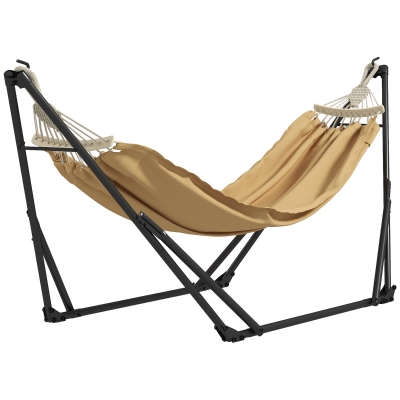 Outsunny Hamac Pliable 2en1 Acier + Sac Transport 263x89x100cm