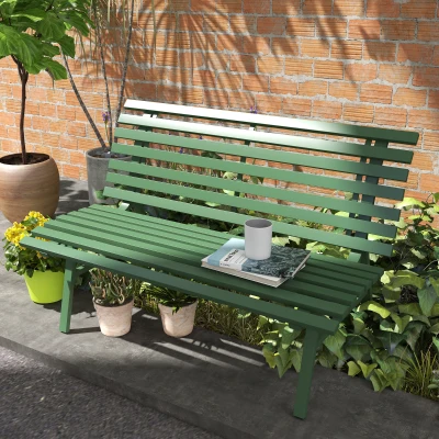Outsunny Panchina da Giardino 2 Posti in Alluminio a Doghe Verde