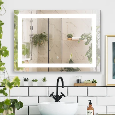 Kleankin LED Bathroom Mirror Wall-Mounted 80x60cm