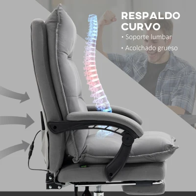 Vinsetto Silla de Masaje Reclinable con 6 Puntos de Masaje y 5 Modos con Función de Calefacción Ajustable 66x74x114-121,5 cm Gris(m-5)