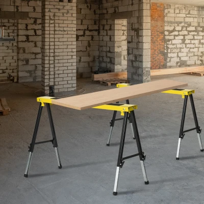 DURHAND 2PCS Adjustable Metal Saw Horse Trestle Stands 100kg