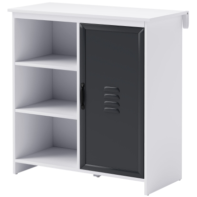 HOMCOM Buffet Bois 3 Niches Porte Métal Gris