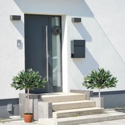 Outsunny Artificial Olive Tree Set of 2 Greenery Orange Pot