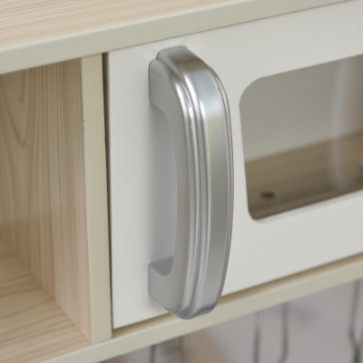 HOMCOM Cocina de Juguete de Madera con Fregadero Cocina de Inducción y Microondas Simulados con Accesorios Incluidos Cocina Infantil para +3 Años 74x30x81 cm Blanco(m-9)