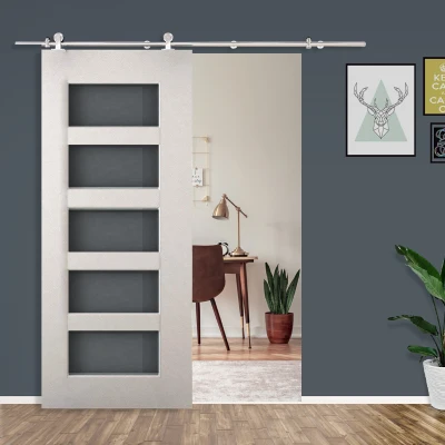 HOMCOM Wooden Sliding Door Kit Stainless Steel 2000mm