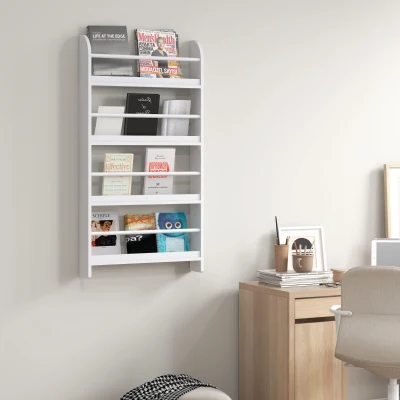 HOMCOM Étagère Murale 4 Niveaux Bois Blanc 59 x 12 x 113 cm