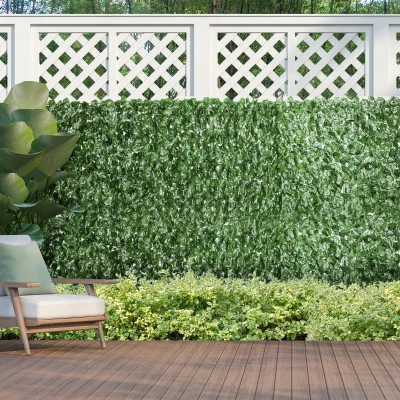 Outsunny Haie Artificielle 3x1m Brise-Vue Anti-UV Vert Foncé