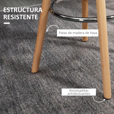 HOMCOM Conjunto de 2 Taburetes de Bar Tapizado en PU Taburetes Altos de Cocina con Asiento 70 cm 40x42x91 cm Blanco(m-6)