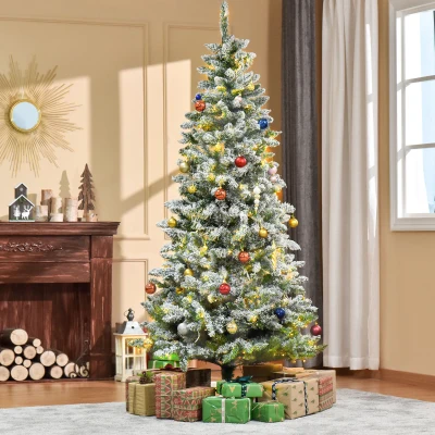 HOMCOM Sapin Artificiel 210cm LED Multicolore Vert Blanc