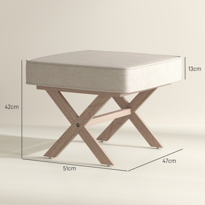 Tabouret Repose-pieds HOMCOM – Tissu Effet Laine Bouclée Beige – 42 X 42 X 44 Cm – 120 Kg Max
