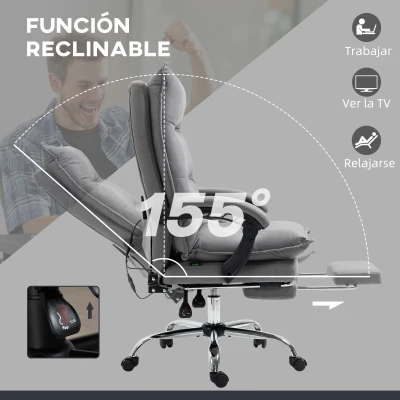 Vinsetto Silla de Masaje Reclinable con 6 Puntos de Masaje y 5 Modos con Función de Calefacción Ajustable 66x74x114-121,5 cm Gris(m-7)