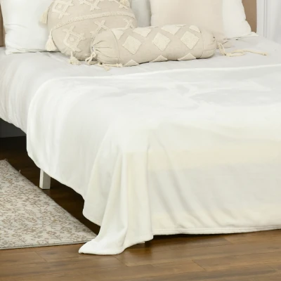 HOMCOM Coperta Reversibile in Flanella color Crema 203x152 cm