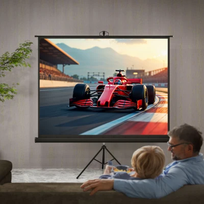 HOMCOM Écran Projection 100" 4K HD Trépied Réglable Intérieur/Extérieur