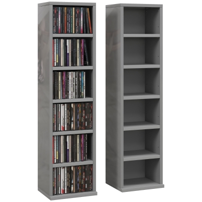 HOMCOM Set of Two CD Storage Units High Gloss Grey