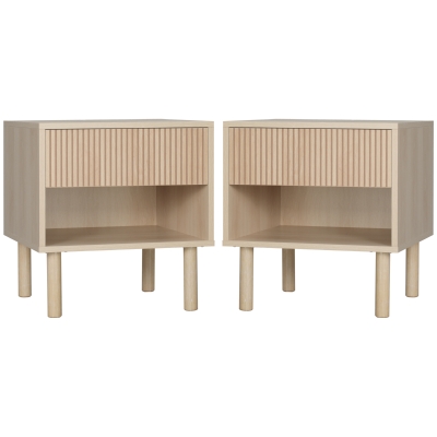 HOMCOM Lot de 2 Tables de Chevet Modernes Bois Naturel avec Tiroirs