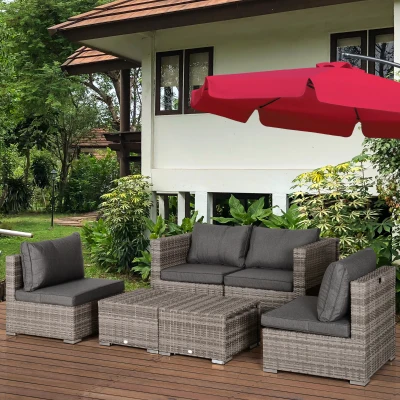 Outsunny Set Salotto da Giardino Rattan 75cm x 75cm x 71cm Grigio