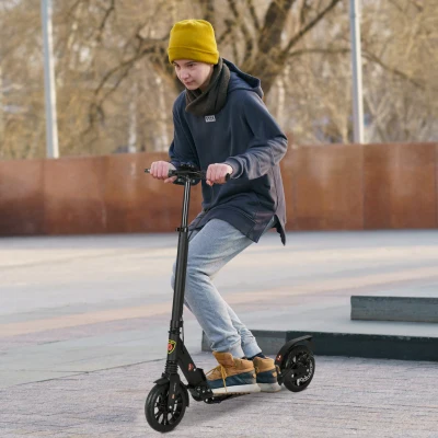 HOMCOM Kick Scooter Foldable Aluminium Black for 14+