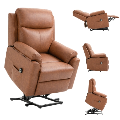 HOMCOM Electric Riser Recliner Chair Faux Leather Brown