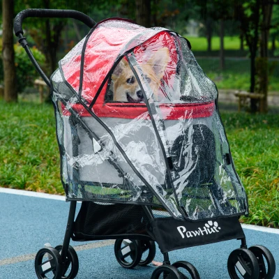 PawHut Dog Pram Rain Cover with Front & Rear Entry
