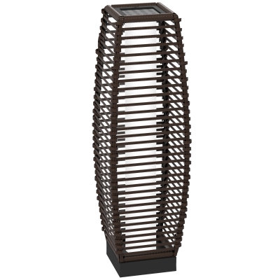Outsunny Rattan Solar Floor Lamp 68cm Brown Outdoor Light