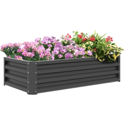 Outsunny Galvanised Raised Garden Beds Light Grey