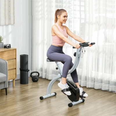 SPORTNOW Vélo d'Appartement Pliant Acier Blanc Résistance 8 Niveaux