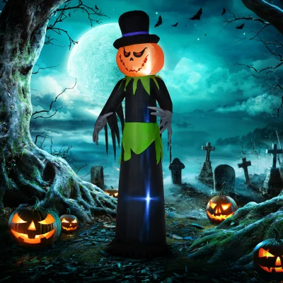 Outsunny 8ft Light-Up Pumpkin Man Halloween Decor