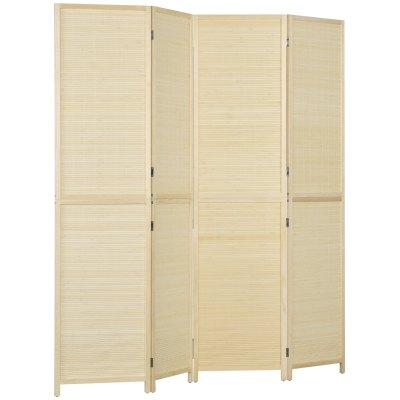 HOMCOM Paravent Bambou 4 Panneaux 180x180cm Pliable Naturel