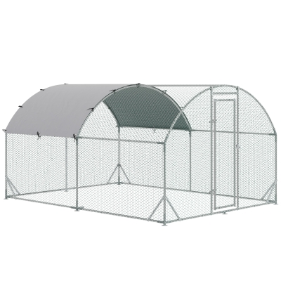PawHut Walk In Chicken Coop Galvanised 2.8x3.8m