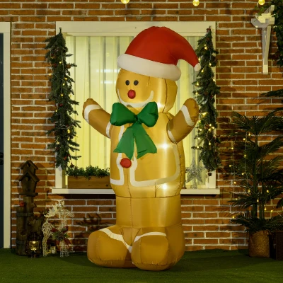 HOMCOM 6ft Inflatable Gingerbread Man Outdoor Decoration